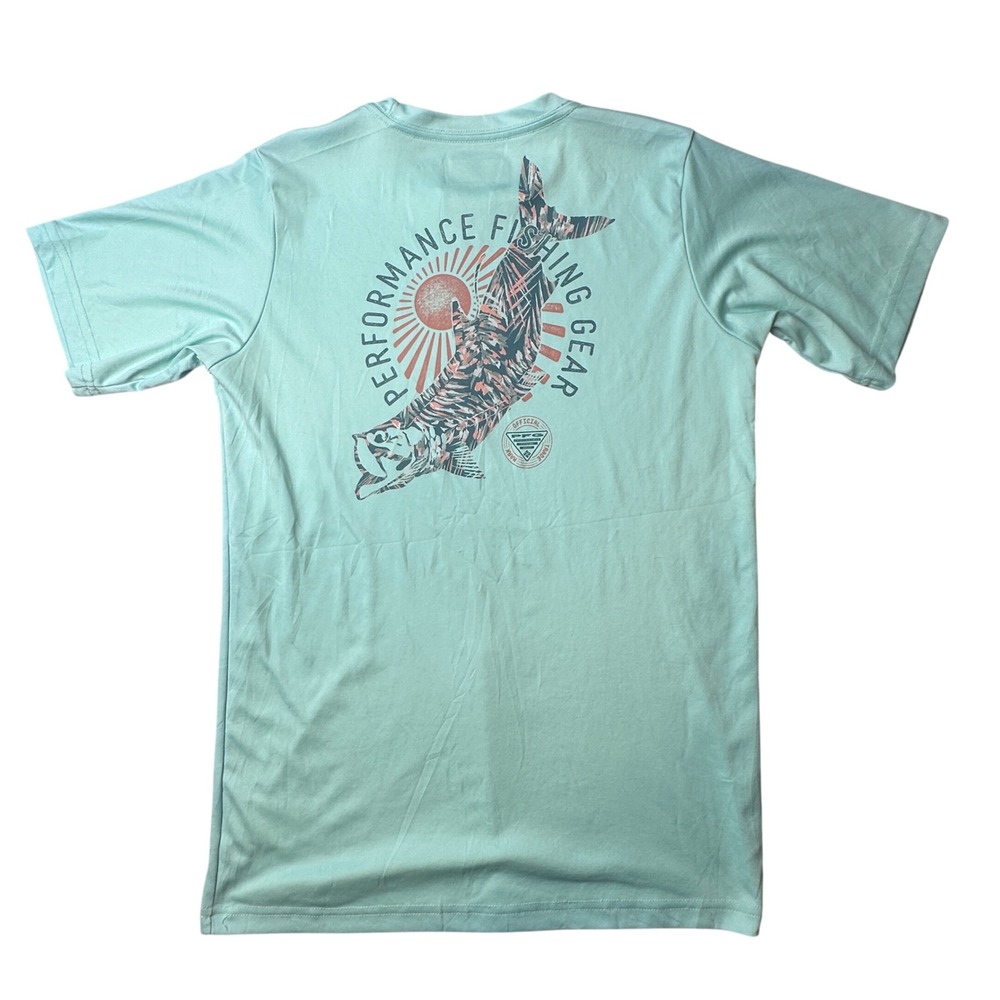 Columbia T-Shirt Kids L 14/16 Blue PFG Performance Fishing Gear Tarpon Graphic